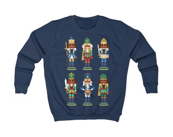 Kids Black Nutcracker Sweater, Brown Nutcrackers, African American Tops, Children, Afrocentric Sweatshirts, Holiday Shirt, Christmas Sweats