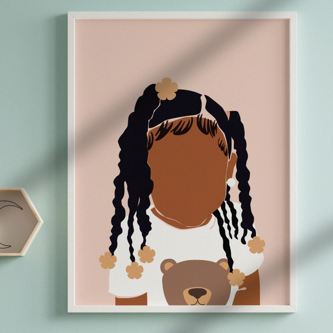 African Girl Wall Art, Black Woman Print, Boho Girl Art, African