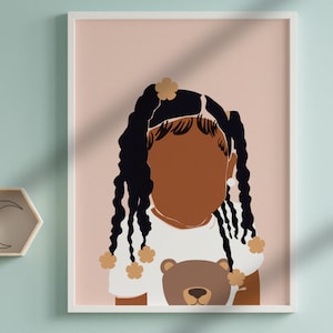 African Girl Wall Art, Black Woman Print, Boho Girl Art, African American Face Art, Modern Self Love, Black Girl Wall Art, Nursery, Abstract