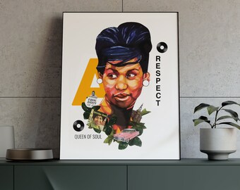 Aretha Franklin Art Print, Respect Art, Black History, RIP, Legend, African American Art, Portrait, Abstract, Modern, Contemporary