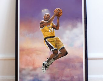 Kobe Bryant, Basketball Art Print, Poster, NBA Gift, Los Angeles, Wall Art, Man Cave, Lakers, LA, Sports, Championship, Modern, Canvas