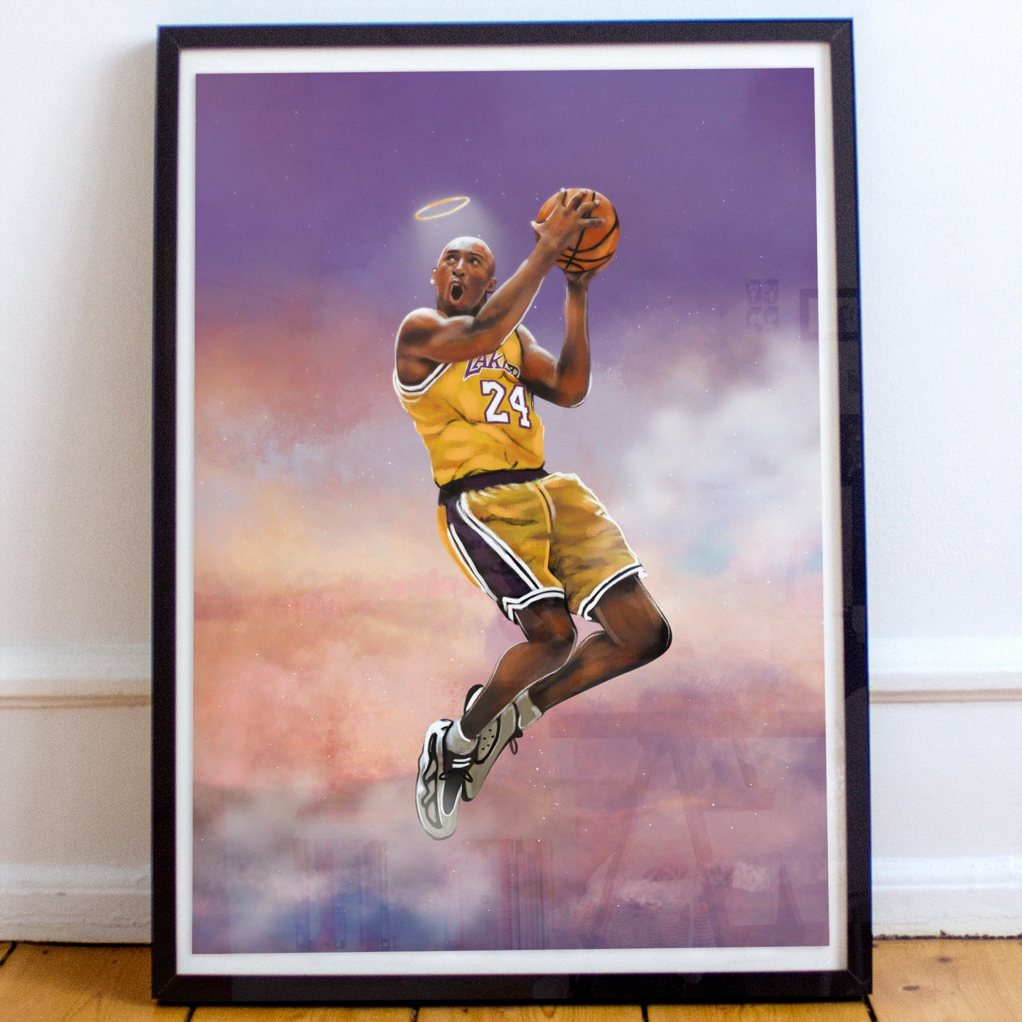  Basketball Superstar Watercolor Poster, Kobe Bryant