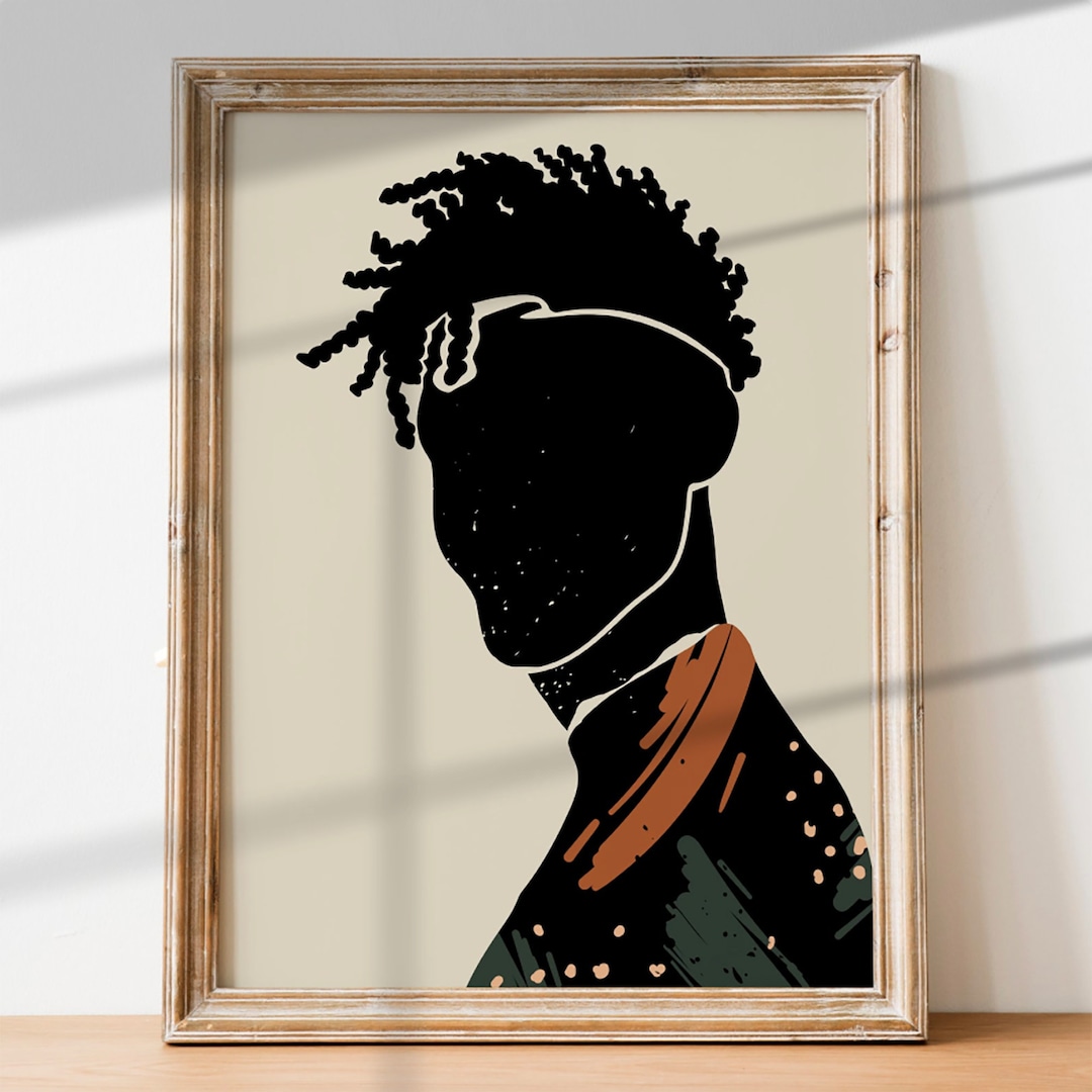Male Portrait Print Modern Wall Art Black Boy Wall Art Etsy