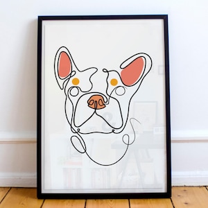 French Bulldog Wall Art, Frenchie Line Drawing, Bulldog Gift, American Bully Art, Dog Portrait, Pet Gift, Bulldog Lover, Dog Lover Gift