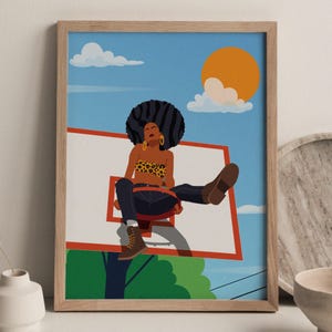 Basketball Sign, Basketball Print, Basketball Hoop Basketball Print, Basketball Court, Basketball Room, Black Woman Art, Team Gift, Afro