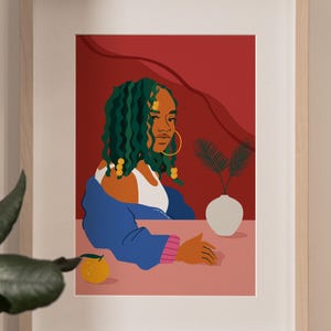 Black art, Black woman art, African American Art, Black Girl Art, Woman Art Decor, Modern Wall Art, Abstract Art, Boho Art, Braids, Locs