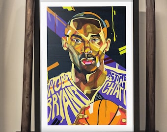 Basketball Art Print, Poster, NBA Gift, Los Angeles, Wall Art, Gift, Man Cave, Cartoon, LA, Sports, Player, Portrait, Modern, Contemporary