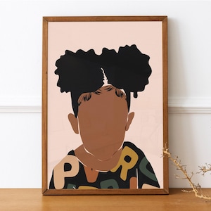 Lámina de Afro Puffs, Arte escolar, Arte infantil, Arte afroamericano, Arte de mariposas, Arte para niñas pequeñas, Arte negro, Arte infantil, Arte mágico para niñas negras