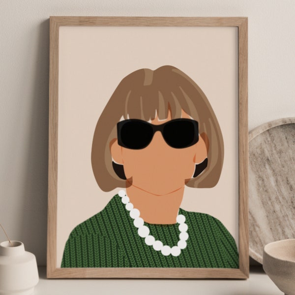 Anna Wintour Minimalist Poster- Feminist Poster, Iconic Women, Icon, Fashion Print, Runway, Model, Show, Minimalist Portrait, Pop Culture