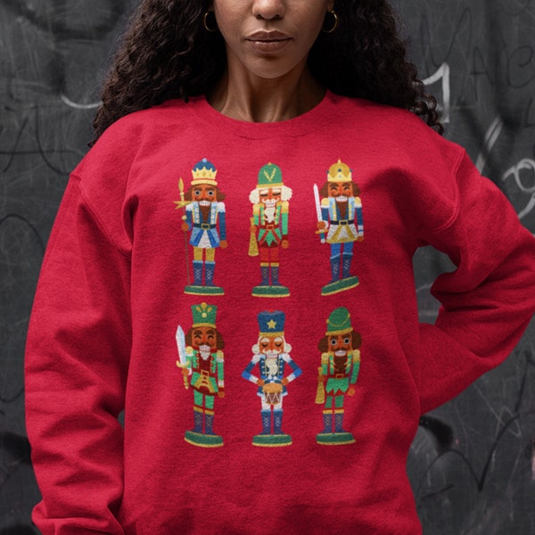 Black Nutcrackers Sweatshirt, African American Tops, Afrocentric Holiday, Christmas Sweater, Brown Nutcracker, Black Owned, Santa, Xmas