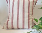 Stripe Fabric Cushion Cover Farmhouse Upholstery Stripe Fabric. Available in Red, Navy Blue, Natural and Charcoal Stripe. Living Bedroom