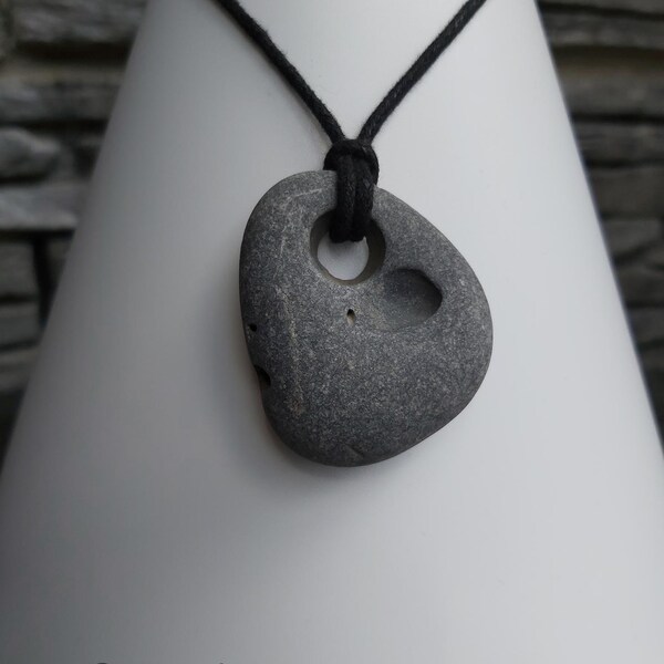 1 - 9 Irish Hag Stone Necklace, Holey Stone, Adder Stone, Odin Stone, Witch Stone, Celtic Stone Pendant, Vegan Necklace, Pagan Stone.