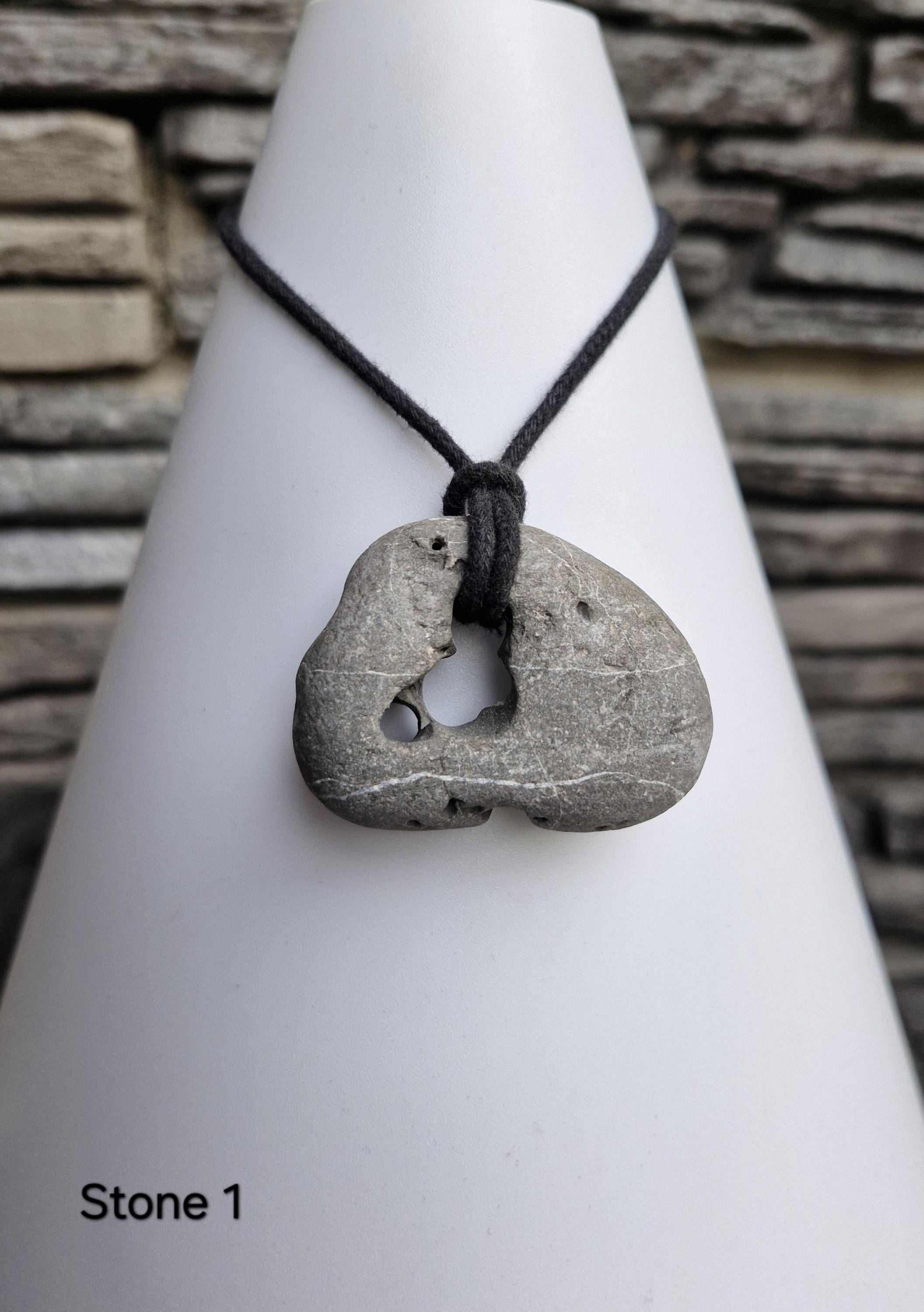 1-9 Irish Hag Stone Necklace, Holey Stone, Adder Stone, Odin