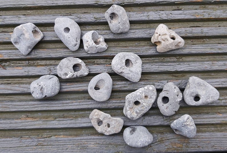 5-8 Irish Hag Stones small Multipack, Holey Stones, Adder Stones, Hag Stones, Odin Stones, Witch Stones, Celtic Stones, Hagstones image 2