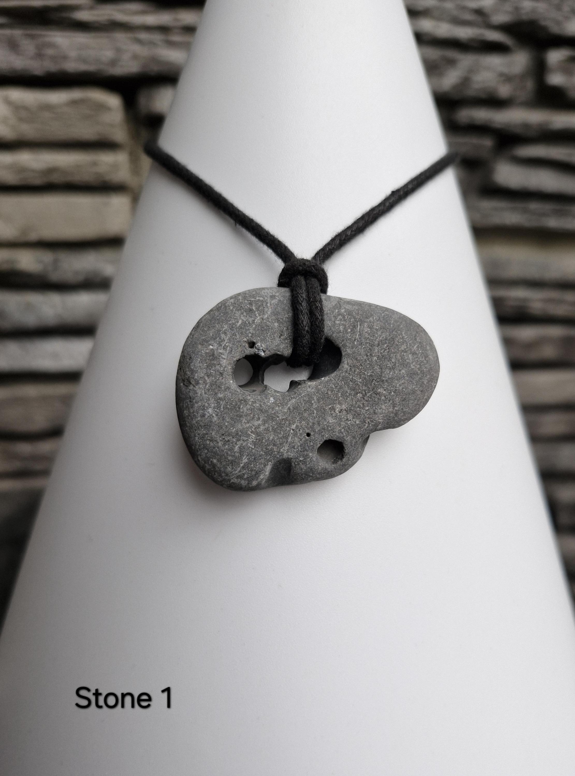 1 9 Irish Hag Stone Necklace Holey Stone Adder Stone Odin Stone Witch Stone Celtic Stone Pendant Vegan Necklace Pagan Stone