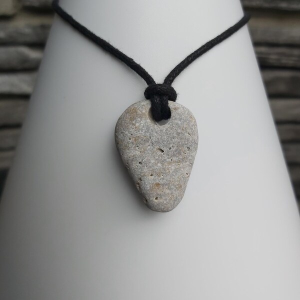 1 - 9 Irish Hag Stone Necklace, Holey Stone, Adder Stone, Odin Stone, Witch Stone, Celtic Stone Pendant, Vegan Necklace, Pagan Stone.