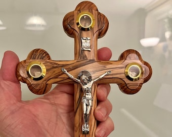 Orthodox Christian Educational Gift: A Journey Through the Life of Christ with this Olive Wood Cross Set