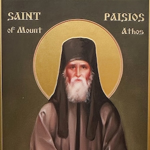 St Paisios of Mount Athos Handmade Icon. Educational set.