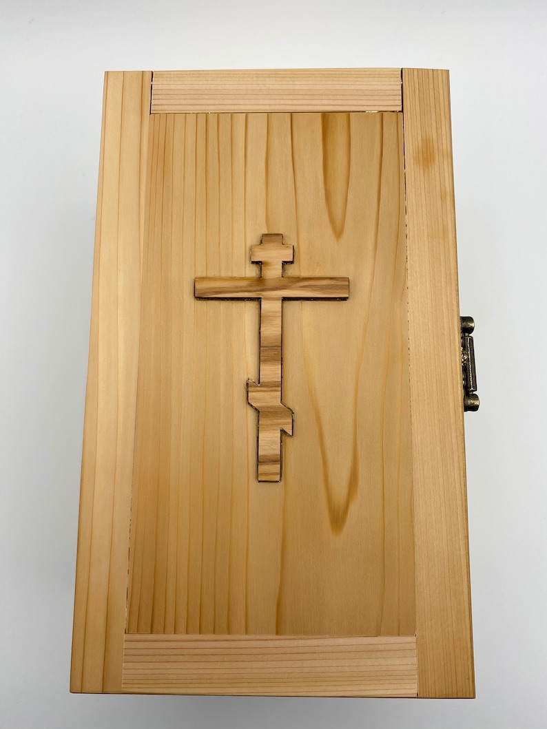 Orthodox Keepsake, Memory, and Treasure Box with Olive Wood Cross Inlay from Bethlehem image 6