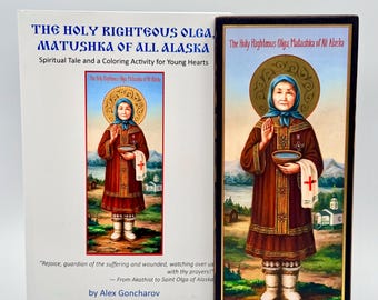 Kit Educacional Ortodoxo de Santa Olga do Alasca: Livro + Ícone + Aula Prática