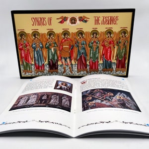 Icon Synaxis of the Archangels. Handmade Icon and educational booklet image 2