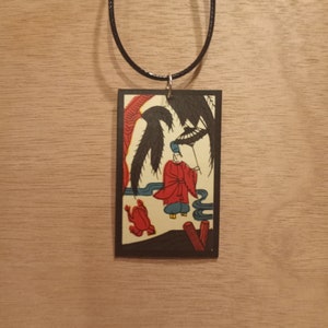 hanafuda necklace,japanese necklace,hanafuda jewelry,hanafuda,japan,japanese jewelry,upcycled jewelry