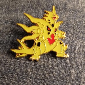 mega tyranitar enamel pin,pocket monster,mega evolution,kanto,johto,hoenn,ash ketchum,misty,brock,rock type,dark type,shiny