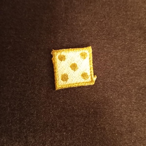 mini white dice patch,iron on,applique,gambling,casino,gaming,las vegas,the strip,embroidered