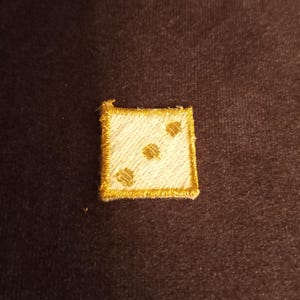 mini white dice patch,iron on,applique,gambling,casino,gaming,las vegas,the strip,embroidered