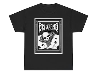 Heavy Metal Oklahoma T-Shirt - Unisex Heavy Cotton Tee, Concert Band Tee, Vintage Graphic Tee, Rock Music Shirt, Music Festival Apparel