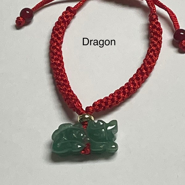 Year of DRAGON - Rooster, Rat , Monkey - Good Luck Zodiacs of 2024- Real Jade Zodiac Lucky Bracelet & Necklace Year of 2024