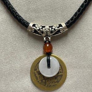 Good Luck White Jade Coin Necklace & Bracelet