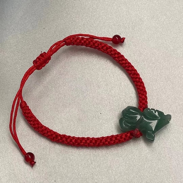 OX -Bracelet porte-bonheur et bracelet de cheville du zodiaque en jade véritable, année du boeuf 2021 (taille adulte et enfant)