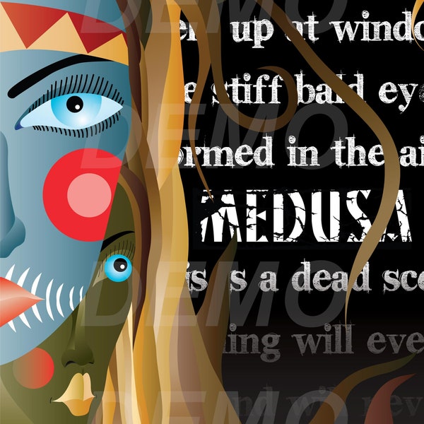 Medusa digital illustration art - (Gorgon art, medusa art, digital art, versace style digital illustration, medusa illustration)