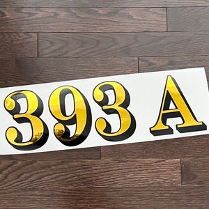 Gold Leaf Style Transom Fanlight Window Front Door Numbers, Victorian Transom House Door Numbers, Traditional Gold Address Vinyl Decals