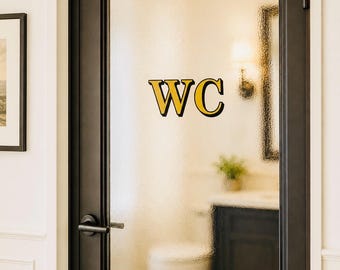 Gold and Black WC Vinyl Decal - Elegant Restroom Door Sign