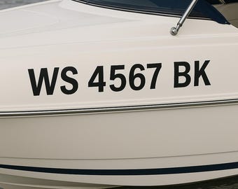 Personalized Boat Registration Number Vinyl Decal Coast Guard Approved, Waterproof Boat Registration Number Decals, Boat Name Sticker x2Set