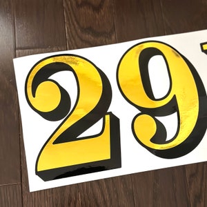 6” Tall Gold Leaf Transom House Numbers Decals, Transom House Door Numbers Address Vinyl Decals, Victorian Fanlight Number Vinyl Stickers