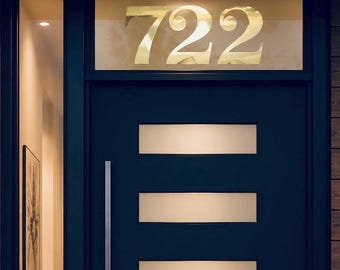 5" Gold Leaf Victorian House Numbers, Front Door Decal
