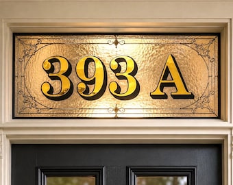 Gold Leaf Victorian House Numbers, Transom Window Vinyl Decals