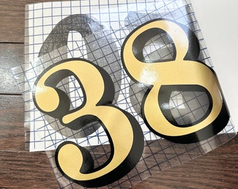 6" Gold Fanlight House Numbers, Victorian Style Transom