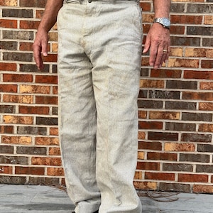Stifel pants, vintage 1930s, work chore utility, 35W, faded blue, button fly