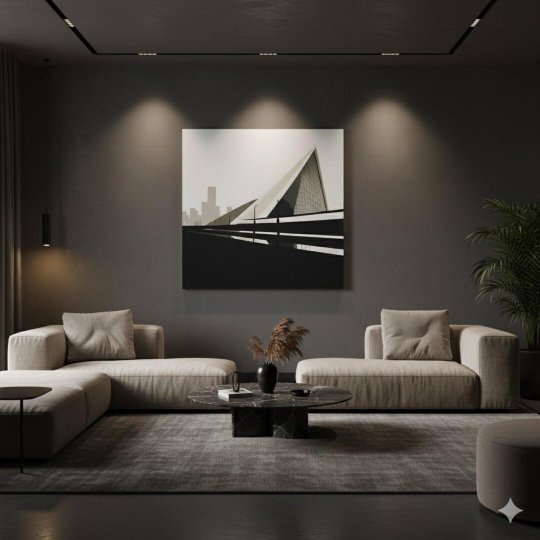 Large Unique Abstract Wall Art Canvas Wrap, Modern Complementary Home ...