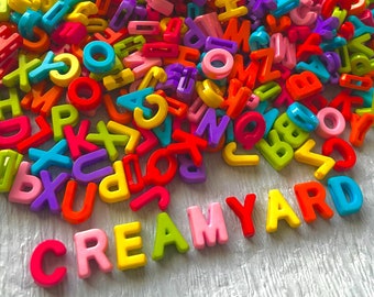 Alphabet Charms,12mm,  Rainbow Colors Letter-shared, Pastel Colors, Alpha Beads Mixed