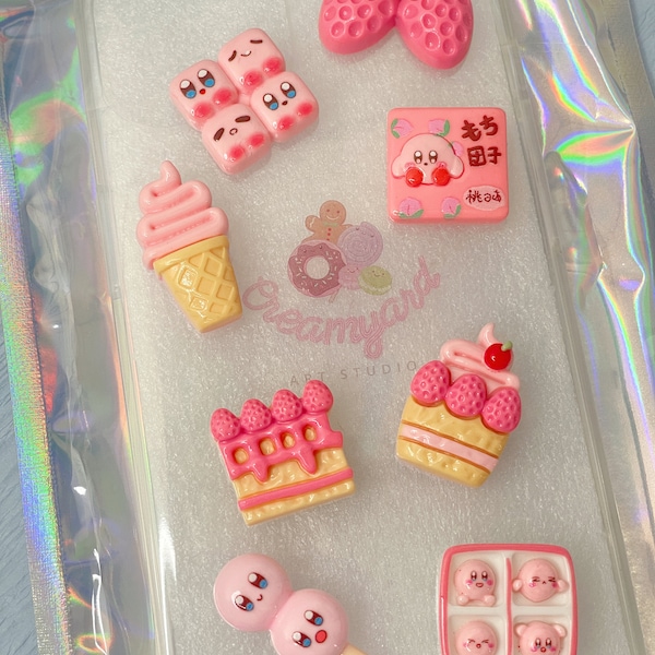 Decoden charms, 8 PCs Kirby Decoden Cabochons, Assorted Kirby Resin Charms, Flatback Decoden Supplies, Craft supplies, phone case