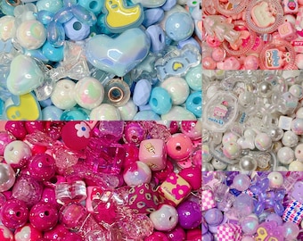 Multicolored 30 Pcs Beads Random Mixed Pack, Kawaii Charms, Bracelet, Phone Charms