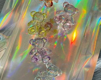 Crystal Teddy Bear Charms, Transparent Acrylic Beads, Decoden Supplies