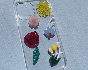 6 Acyclic Flower Charms, Resin DIY Accessories