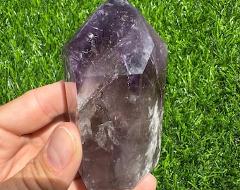 High Quality Amethyst Tower from Bahia, Brazil | Deep Purple Crystal with Ametrine | Ethically Sourced | Polished Point | Transparent Amethy