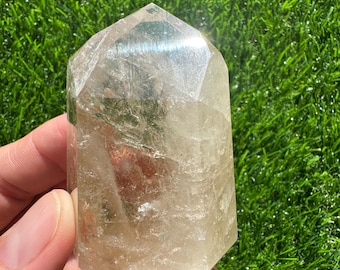 Natural Citrine Tower: Polished Healing Crystal, Ethically Sourced from Brazil